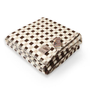 Blanket SMALL LANAITALIANA - 100% Pure New Merino wool - CHECK 3 COLORS- Undyed