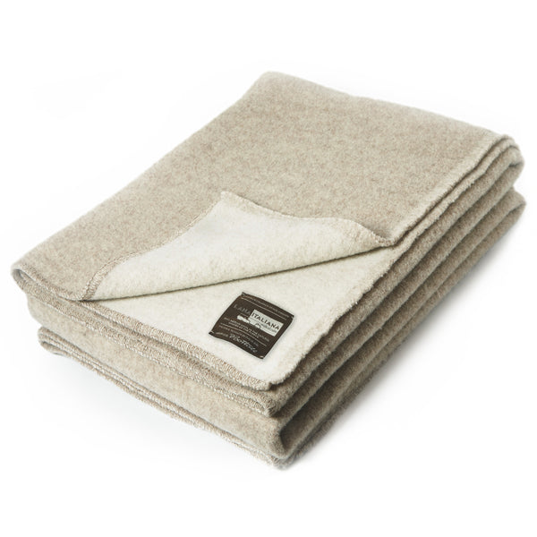 Blanket NATURAL - 100% Pure New Merino Wool -  DOUBLE FACE