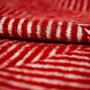 Plaid FANCY - 100% Pure New Merino Wool - HERRINGBONE - red love