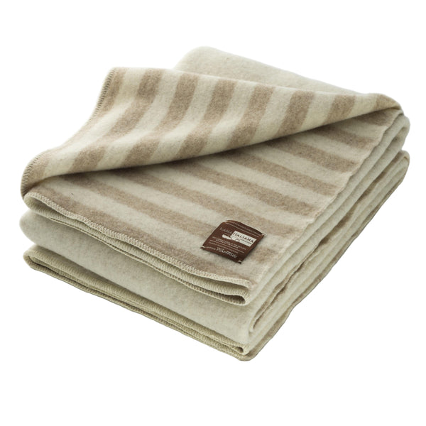 Coperta letto singolo LANAITALIANA - 100% Lana Vergine Merino - Bajadera -NATURALE