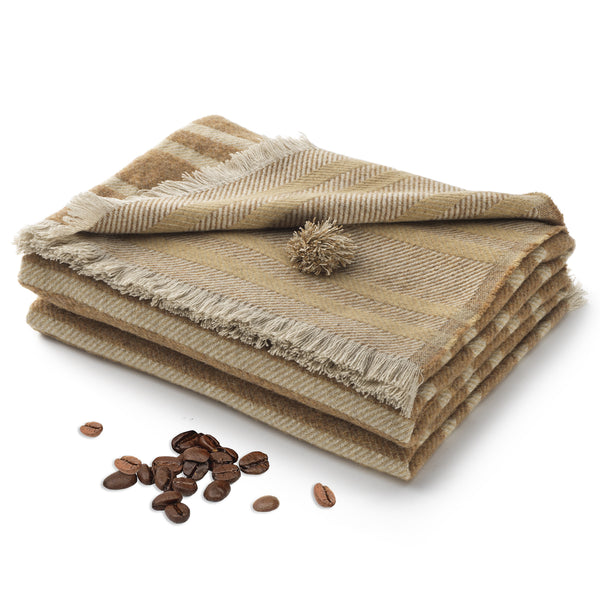 Plaid COFFEE - 100% Pure New Merino Wool - Coffee Dyed