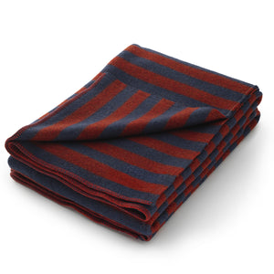 Throw for sofa / smart working - 100% Pure New Merino Wool - STRIPES- bordeaux