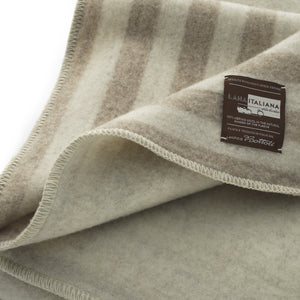 Coperta letto singolo LANAITALIANA - 100% Lana Vergine Merino - Bajadera -NATURALE