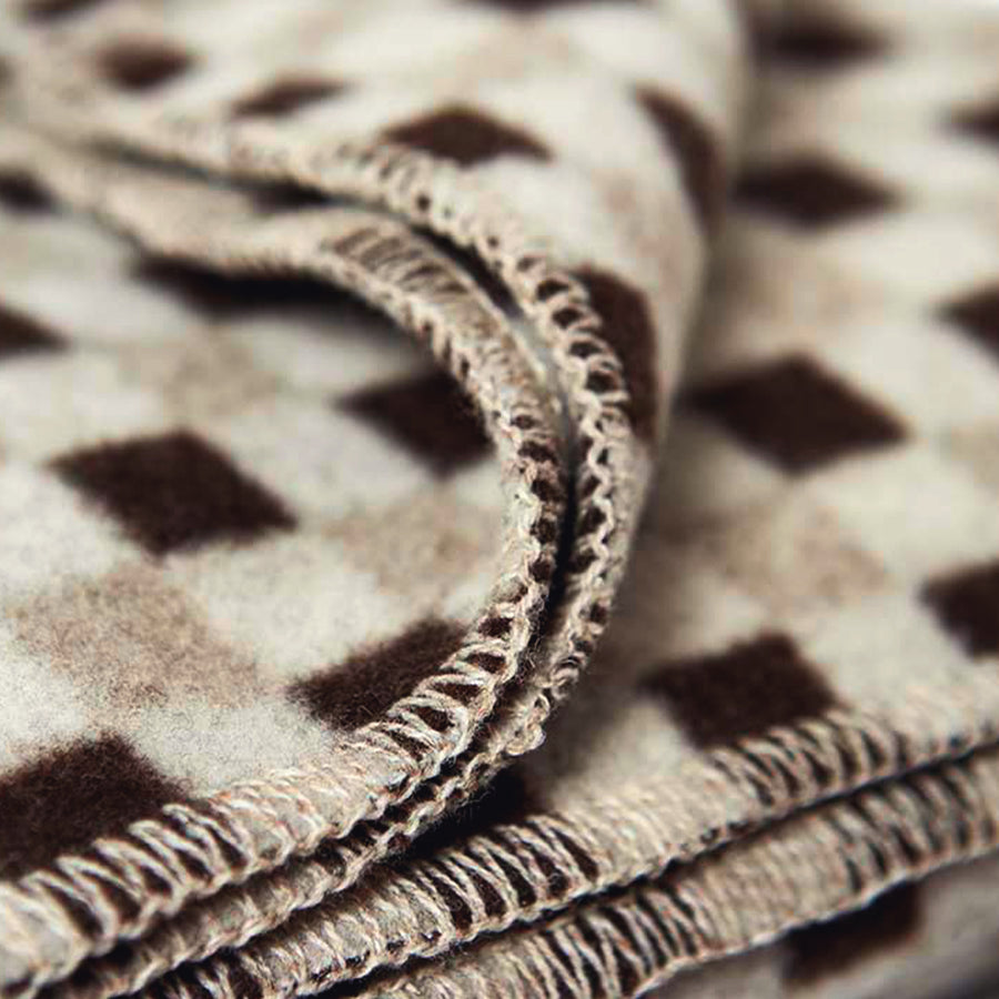 Coperta letto singolo LANAITALIANA - 100% Lana Vergine Merino - Dama 3 colori naturali