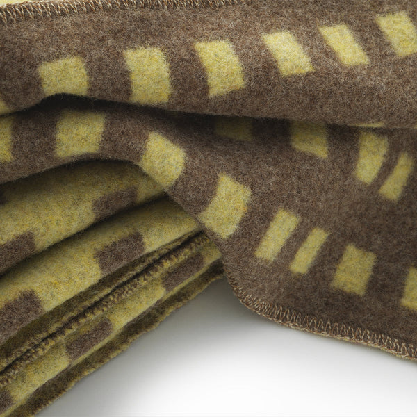 Coperta letto singolo Fancy - 100% Pura Lana Vergine Merino - Double Face  - Noce