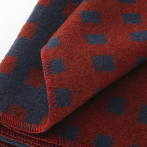 Blanket FANCY - 100% Pure New Merino Wool- DOUBLE FACE -  Noisette