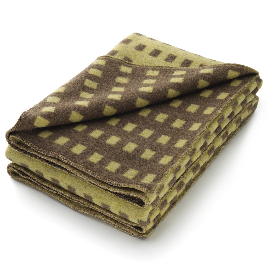 Coperta letto singolo Fancy - 100% Pura Lana Vergine Merino - Double Face  - Noce