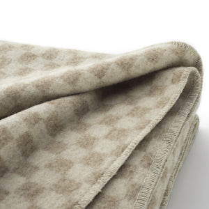 Coperta letto singolo LANAITALIANA - 100% Lana Vergine Merino - Scacco matto - NATURALE