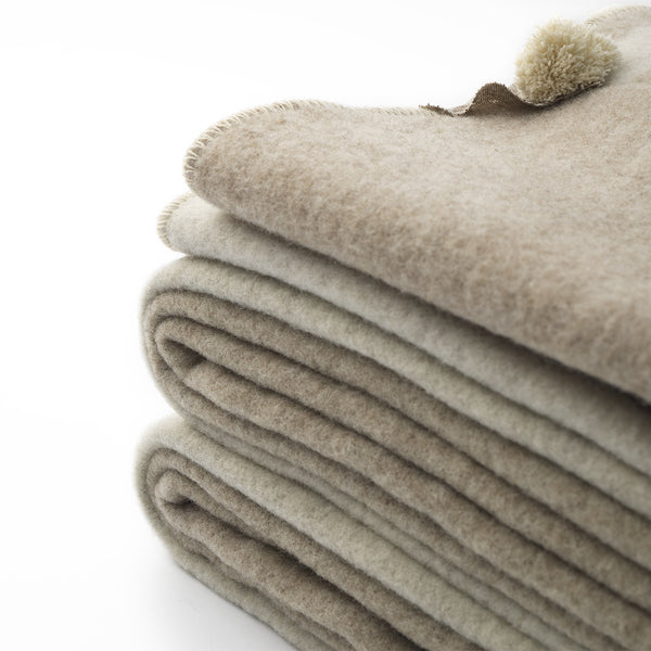 Coperta In 100% Lana Merino Beige – Misura Super King 250x200 Cm, WOOLMARKED, Prodotto Naturale E Regalo Di Classe