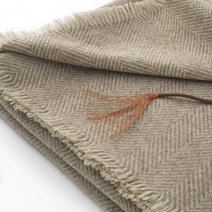 Plaid NATURAL + COPPER - Merino Wool - herringbone- undyed