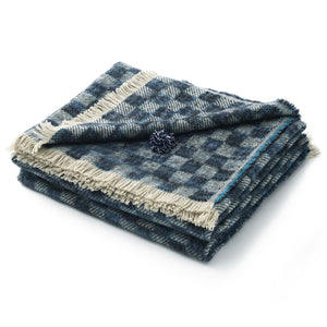 PLAID FANCY - 100% PURE NEW MERINO WOOL - MOSAICO-BLU