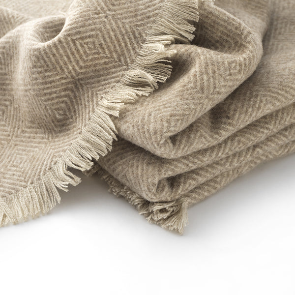 Plaid NATURALE - Lana Cashmere- Optical - nel solo colore del vello