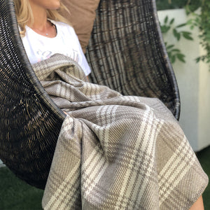 Plaid Maxi NATURALE -  Lana Cashmere - PRINCIPE DI GALLES - SENZA TINTURA