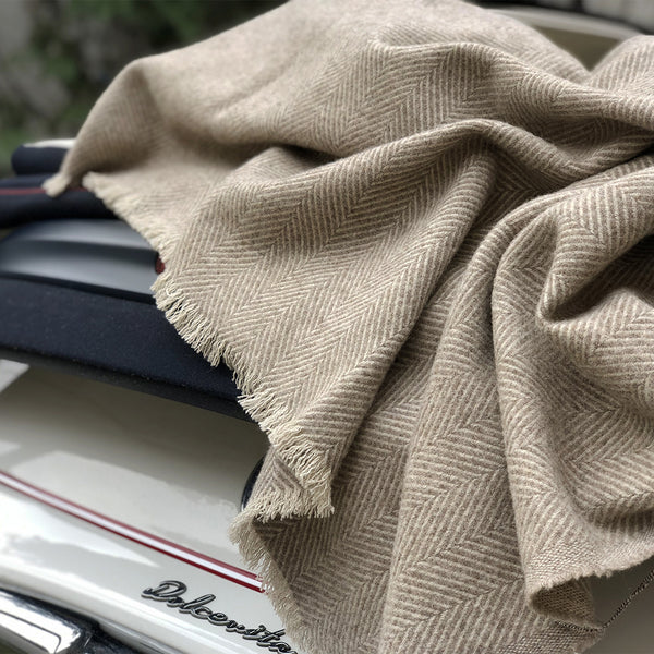 Plaid maxi NATURALE -  Lana vergine merino e Cashmere