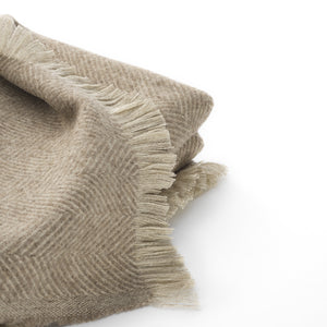 Maxi Plaid NATURAL - Wool Cashmere- Herringbone - Undyed