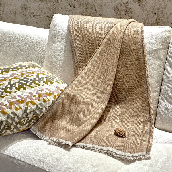 Plaid MAXI NATURALE - Lana Cashmere - color cammello SENZA TINTURA