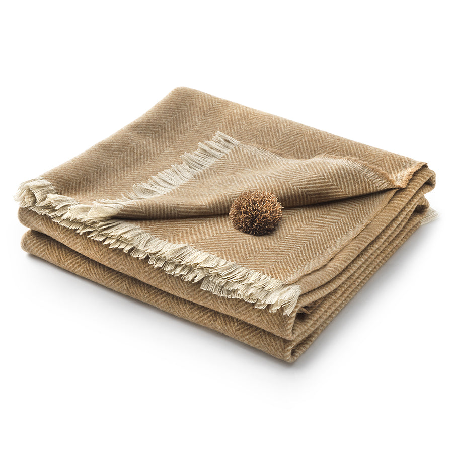 Plaid MAXI NATURALE - Lana Cashmere - color cammello SENZA TINTURA