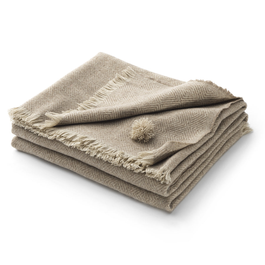 Plaid NATURALE - Lana Cashmere- Optical - nel solo colore del vello