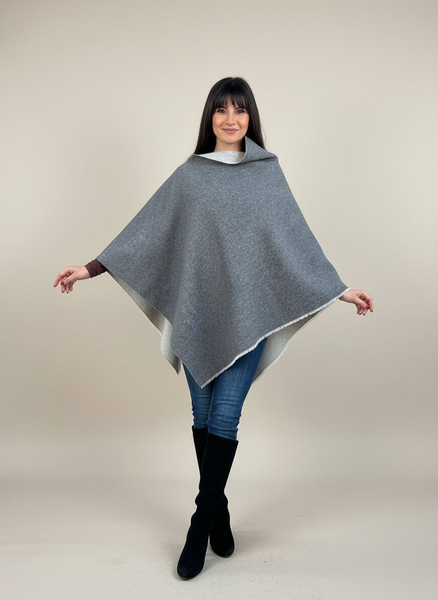 NOVITA' REGALO SAN VALENTINO Poncho- Lana Cashmere naturale