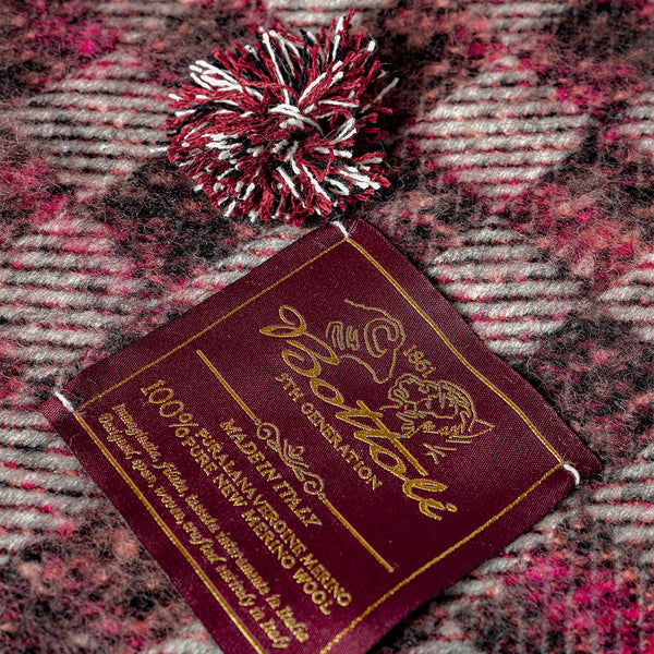 Plaid "Fancy" - 100% Lana Vergine Merino - Mosaico - rossa